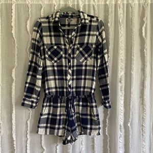 NWOT Aerie AEO Blue Plaid Sleep Romper